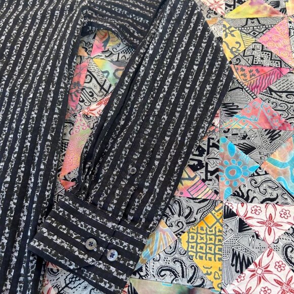 Bugatchi Size Small Black Gray Print Button Up Shirt Pristine Cond . Striped - Picture 3 of 8